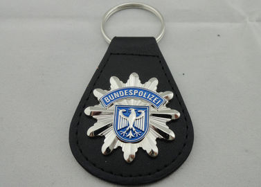 кожа Keychain 3D BUNDESPOLIZEI, подгонянное Keychains с эмблемой эмали сплава цинка