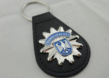 кожа Keychain 3D BUNDESPOLIZEI, подгонянное Keychains с эмблемой эмали сплава цинка