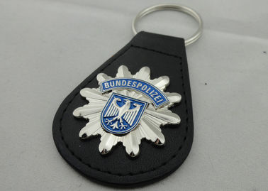 кожа Keychain 3D BUNDESPOLIZEI, подгонянное Keychains с эмблемой эмали сплава цинка