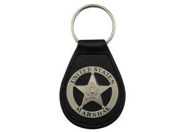 Цепь кожи маршал США металла ключевая, персонализированное кожаное Keychains с туманный плакировкой никеля