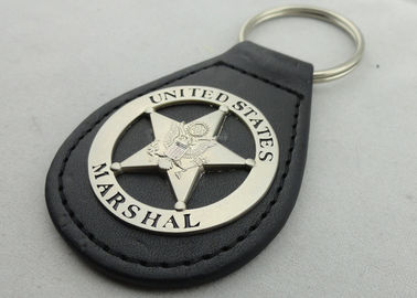Цепь кожи маршал США металла ключевая, персонализированное кожаное Keychains с туманный плакировкой никеля