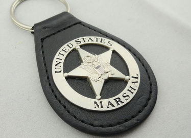 Цепь кожи маршал США металла ключевая, персонализированное кожаное Keychains с туманный плакировкой никеля