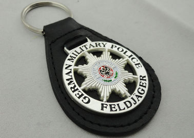 цепь немецкой кожи военной полиции 3D ключевая, цинк Keychains персонализированное сплавом кожаное с мягкой эмблемой эмали