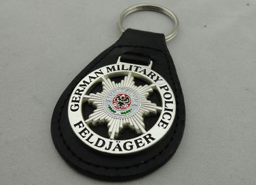 цепь немецкой кожи военной полиции 3D ключевая, цинк Keychains персонализированное сплавом кожаное с мягкой эмблемой эмали