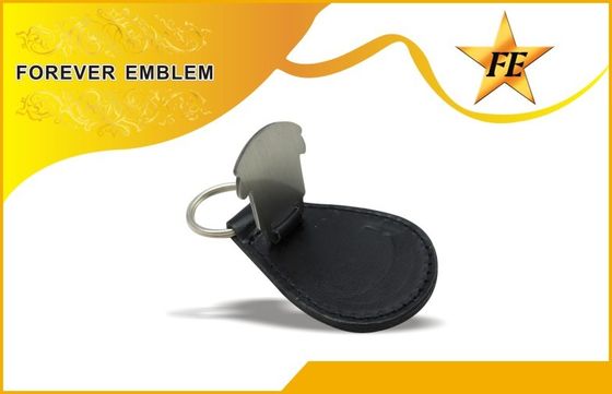 Неподдельный, PU, PVC кожаное выдвиженческое Keychains с изготовленным на заказ логосом металла