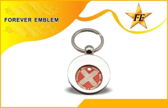 Кольцо для ключей монетки вагонетки супермаркета и держатель Keychain монетки с изготовленным на заказ ЛОГОСОМ