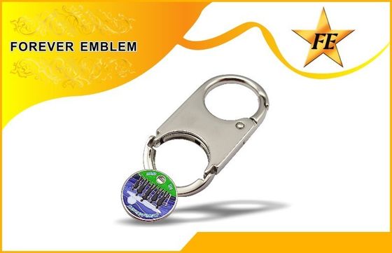 Кольцо для ключей монетки вагонетки супермаркета и держатель Keychain монетки с изготовленным на заказ ЛОГОСОМ