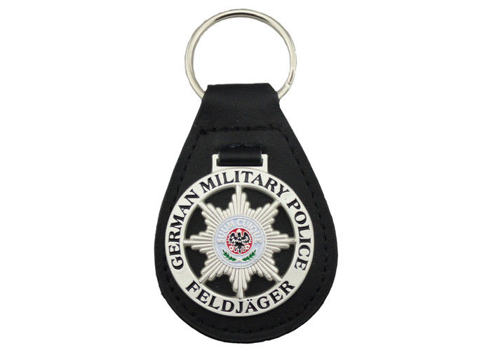 цепь немецкой кожи военной полиции 3D ключевая, цинк Keychains персонализированное сплавом кожаное с мягкой эмблемой эмали